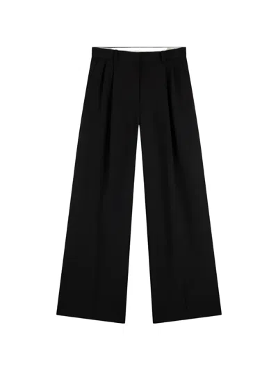 Tommy Hilfiger Pleated Wide-leg Trousers In Black
