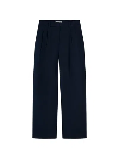Tommy Hilfiger Pleated Wide-leg Trousers In Black