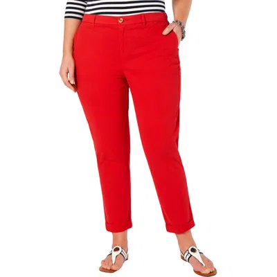 Tommy Hilfiger Plus Hampton Womens Slim High-rise Chino Pants In Red