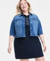 Tommy Hilfiger Plus Size 3/4-sleeve Denim Jacket In Chespk Wash