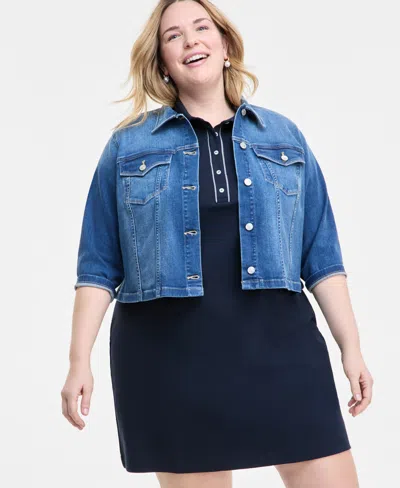 Tommy Hilfiger Plus Size 3/4-sleeve Denim Jacket In Chespk Wash