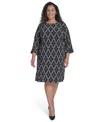 Tommy Hilfiger Plus Size Bell-sleeve Shift Dress In Multi