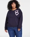 Tommy Hilfiger Plus Size Chenille Heart Sweatshirt, Exclusively At Macy's In Sky Captain