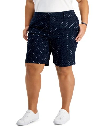 Tommy Hilfiger Plus Size Hollywood Dot-print Shorts In Sky Captain,ivory