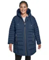 Tommy Hilfiger Plus Size Hooded Packable Puffer Coat In Blue