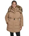 Tommy Hilfiger Plus Size Hooded Puffer Coat In Brown