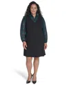 Tommy Hilfiger Plus Size Long Sleeve A-line Dress In Multi