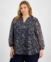 Tommy Hilfiger Plus Size Paisley Pintuck-front Tunic, Exclusively At Macy's In Sky Captain Multi