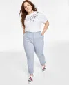 TOMMY HILFIGER PLUS SIZE PINSTRIPE HAMPTON CHINO PANTS, CREATED FOR MACY'S