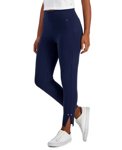 Tommy Hilfiger Plus Size Side-slit High-rise Leggings In Sky Captain