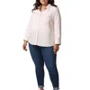 Tommy Hilfiger Plus Womens Cotton Collar Button-down Top In Pink