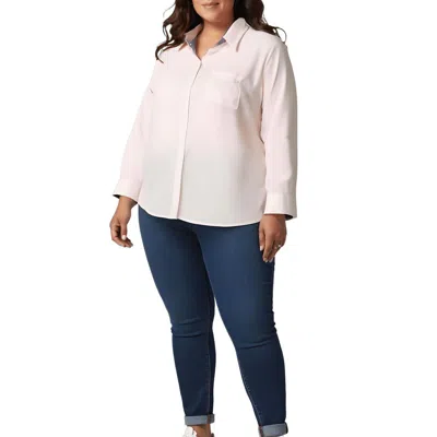 Tommy Hilfiger Plus Womens Cotton Collar Button-down Top In Pink