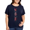 Tommy Hilfiger Plus Womens Embellished Cotton Stretch Graphic T-shirt In Blue