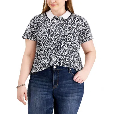 Tommy Hilfiger Plus Size Buttercup Floral-print Polo Shirt In Multi