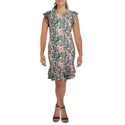 Tommy Hilfiger Plus Womens Floral Knee Midi Dress In Multi