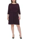 Tommy Hilfiger Plus Size Ruched Crossover-front Knit Dress In Purple