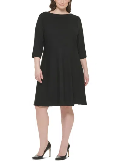 Tommy Hilfiger Plus Womens Knee Length Embellished Shift Dress In Black
