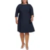Tommy Hilfiger Plus Womens Knee Length Embellished Shift Dress In Blue