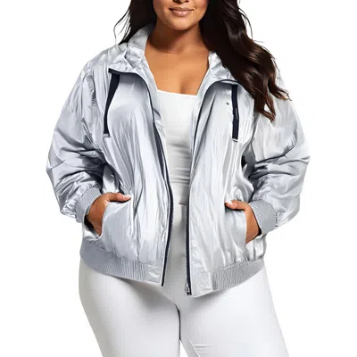 Tommy Hilfiger Plus Womens Logo Nylon Windbreaker Jacket