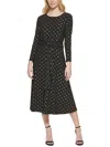 Tommy Hilfiger Plus Womens Metallic Belted Midi Dress In Black