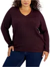 Tommy Hilfiger Plus Size Ribbed Metallic-threaded Sweater In Purple