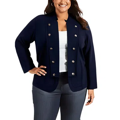 Tommy Hilfiger Plus Womens Military Band Button Detail Open-front Blazer