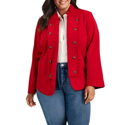 Tommy Hilfiger Plus Womens Military Band Button Detail Open-front Blazer
