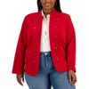 Tommy Hilfiger Plus Womens Military Band Button Detail Open-front Blazer In Multi