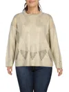 Tommy Hilfiger Plus Womens Open Stitch Argyle Crewneck Sweater In Multi