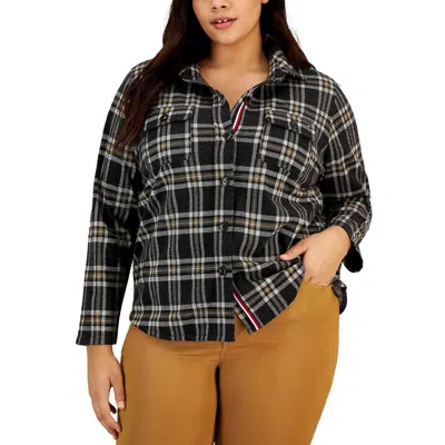 Tommy Hilfiger Plus Womens Plaid Cold Weather Shirt Jacket In Multi