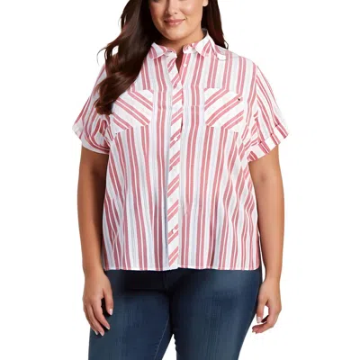 Tommy Hilfiger Plus Womens Plaid Cotton Button-down Top In Multi