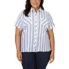 Tommy Hilfiger Plus Womens Plaid Cotton Button-down Top In White