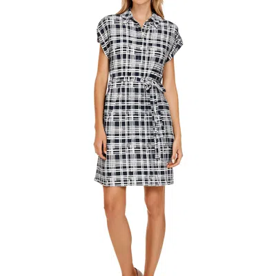 Tommy Hilfiger Plus Womens Plaid Short Sleeve Shirtdress In White