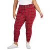 Tommy Hilfiger Plus Womens Plaid Skinny Trouser Pants In Red