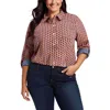 Tommy Hilfiger Plus Womens Printed Cotton Button-down Top In Multi