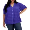Tommy Hilfiger Plus Womens Smocked Button-down Blouse In Multi