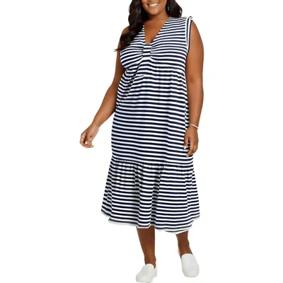 Tommy Hilfiger Plus Womens Tiered Knit Midi Dress