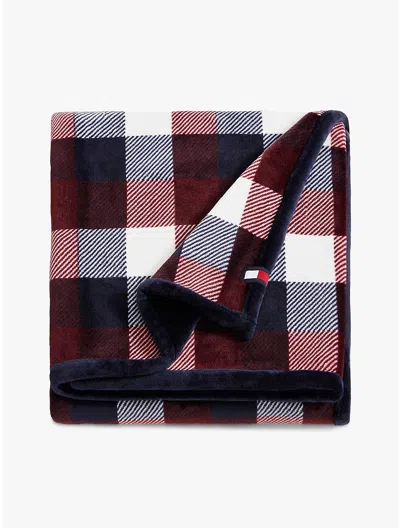 Tommy Hilfiger Plush Plaid Blanket In Red