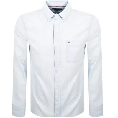 Tommy Hilfiger Pocket Long Sleeve Shirt Blue In White