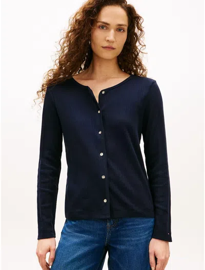 Tommy Hilfiger Pointelle Cardigan T In Blue