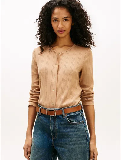 Tommy Hilfiger Pointelle Cardigan T In Brown