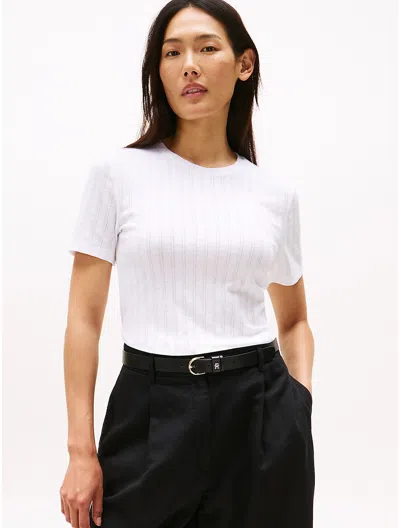 Tommy Hilfiger Pointelle Crewneck T In White