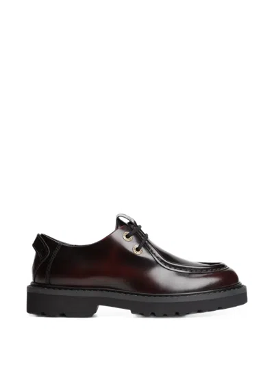 Tommy Hilfiger Polished Lug-sole Derby Shoes In Brown