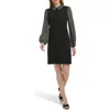 Tommy Hilfiger Polka Dot Long Sleeve Twofer Shift Dress In Black