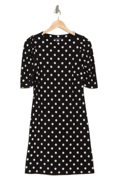 Tommy Hilfiger Polka Dot Ruched Short Sleeve Shift Dress