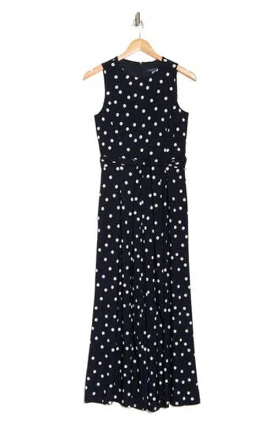 Tommy Hilfiger Polka Dot Sleeveless Tie Waist Crop Jumpsuit