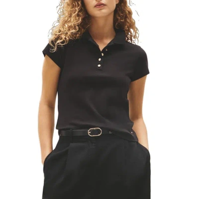 Tommy Hilfiger Polo Ajusté En Coton In Black