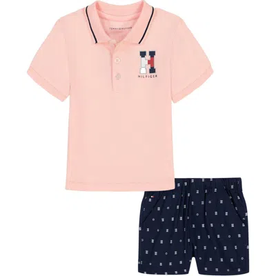 Tommy Hilfiger Kids'  Polo & Shorts Set In Pink/navy
