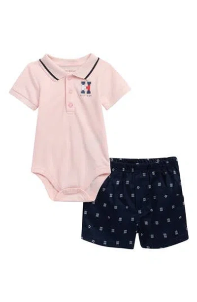 Tommy Hilfiger Babies'  Polo Bodysuit & Shorts Set In Pink