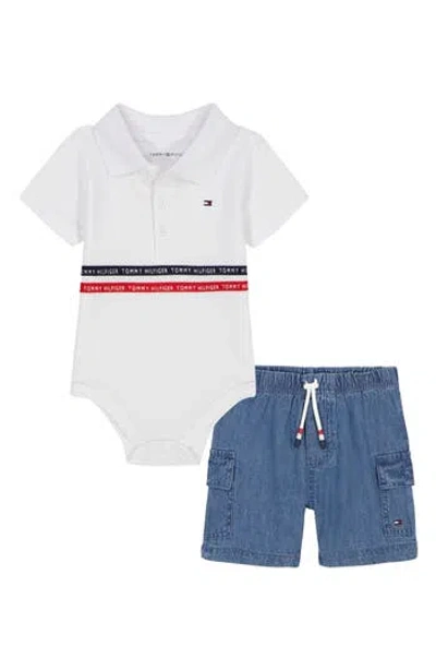 Tommy Hilfiger Babies'  Polo Bodysuit & Shorts In White Multi